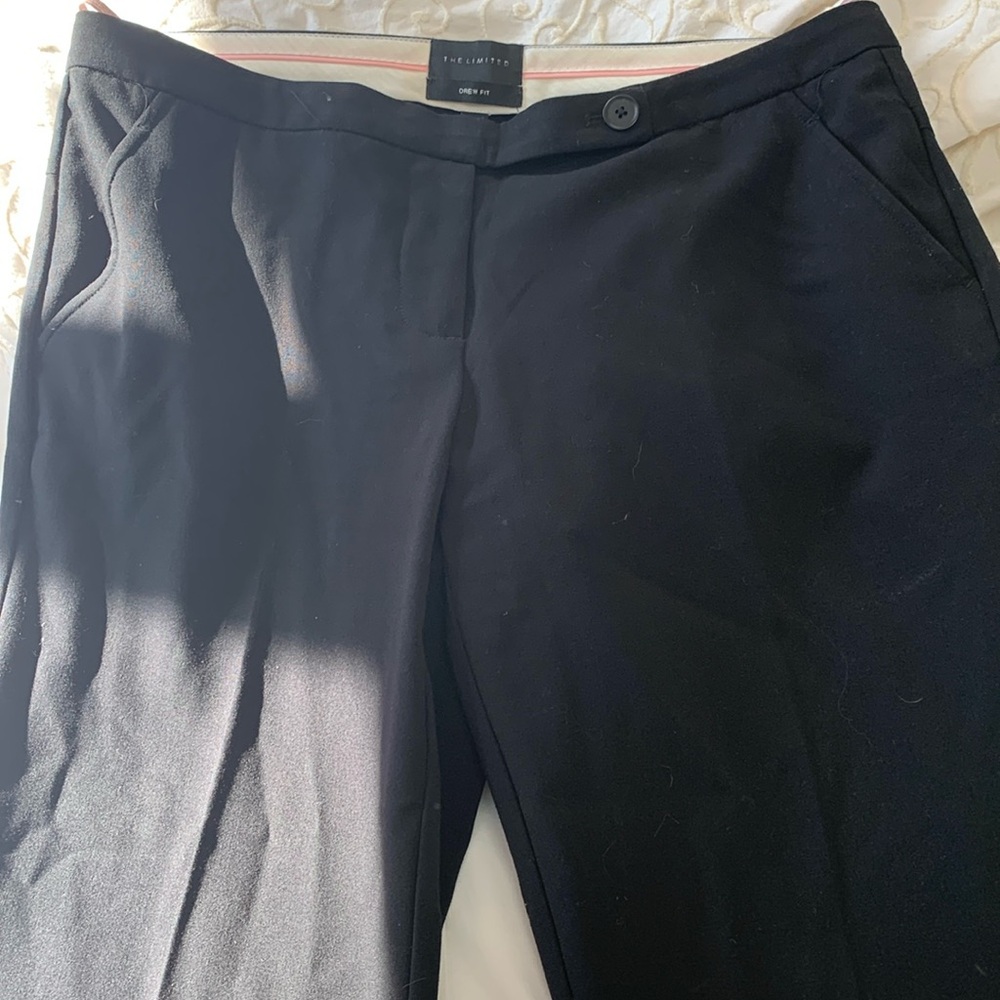 Great black pants.  The Limited size 8.  Drew fit. Flare boot cut